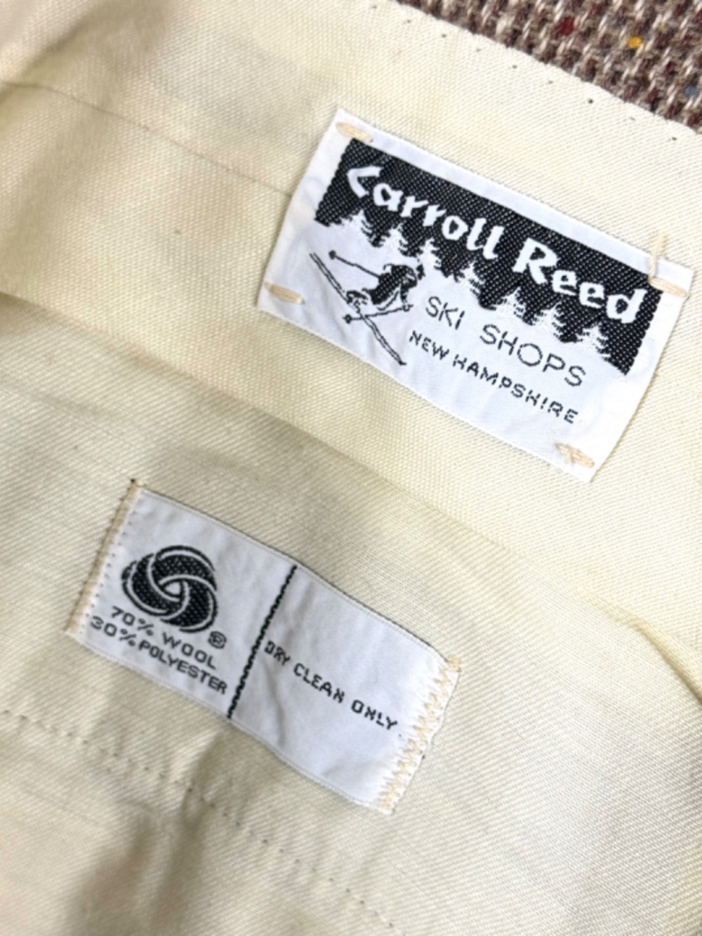 Vintage Carroll Reed Pants XL Ski Shops Brown Wool Houndstooth Tweed Trousers - Picture 6 of 12